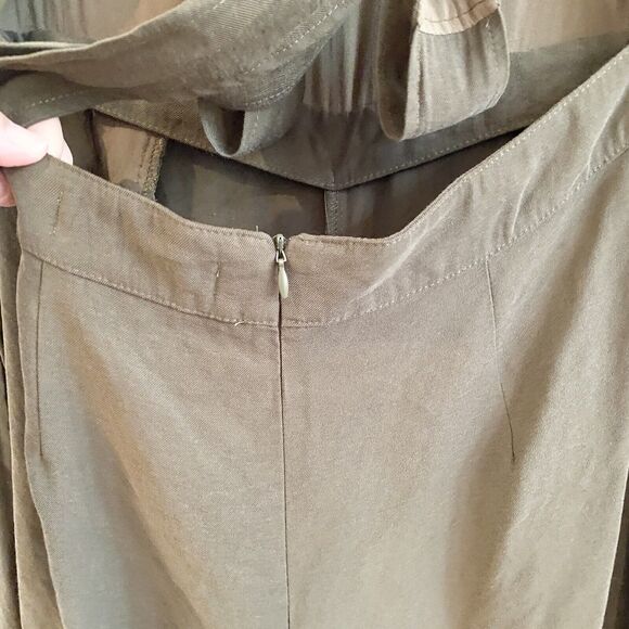 Fourteen & 9th Jumpsuit Olive Green Open Tie Zip Back Wide Leg‎ Large Boho - Picture 9 of 12